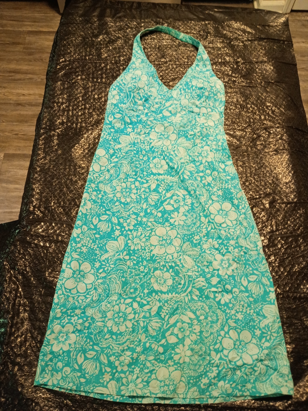 The Limited Turquoise & White Floral Halter Maxi Dress